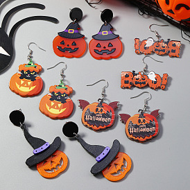 Серьги-гвоздики из сплава в форме тыквы на Хэллоуин, платина