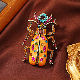 Zinc Alloy Enamel Brooch with Cubic Zirconia, Beetle