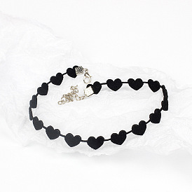 Ожерелья-чокеры из сплава и искусственной кожи в форме сердца для женщин, платина