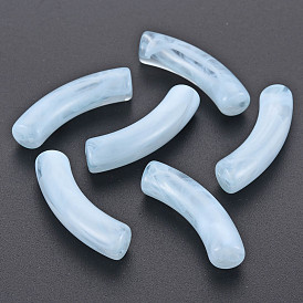 Abalorios de acrílico transparentes, estilo de imitación de piedras preciosas, tubo curvado