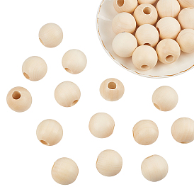 Незавершенные бусы из натурального дерева, круглые