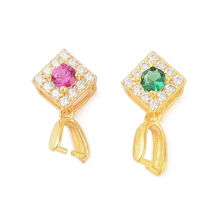 925 подвески в виде колышков из стерлингового серебра с микропаве и кубическим цирконием, ромб