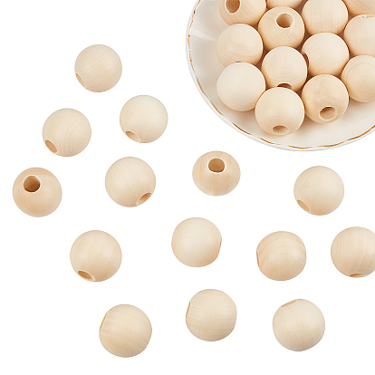 Незавершенные бусы из натурального дерева, круглые