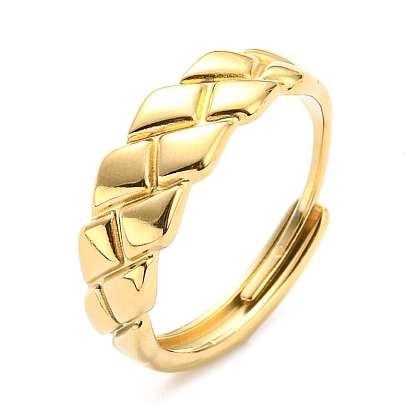 304 anillo ajustable de rombo acanalado de acero inoxidable para mujer