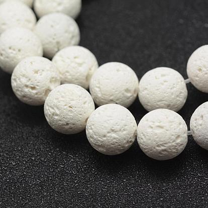 Unwaxed Natural Lava Rock Beads Strands, Round