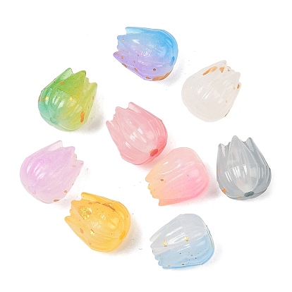 Непрозрачные акриловые бусины, бутон, с блеском порошок, стойки покрытие