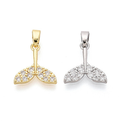 Латунные микропаве прозрачные кубические циркониевые подвески, прелести рыбий хвост