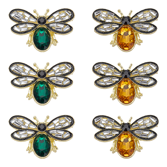 6 шт. 2 цвета пчелы сплава стразы броши на лацкан для рюкзака одежды