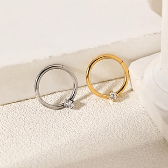 304 Кольца для носа из нержавеющей стали с ромбовидным кубическим цирконием