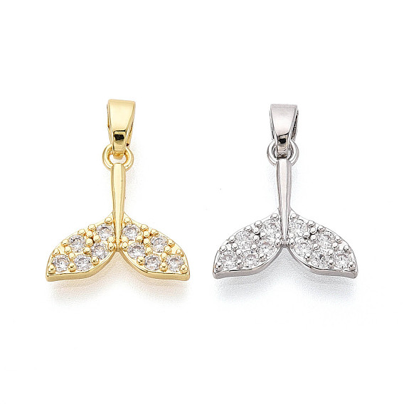 Латунные микропаве прозрачные кубические циркониевые подвески, прелести рыбий хвост