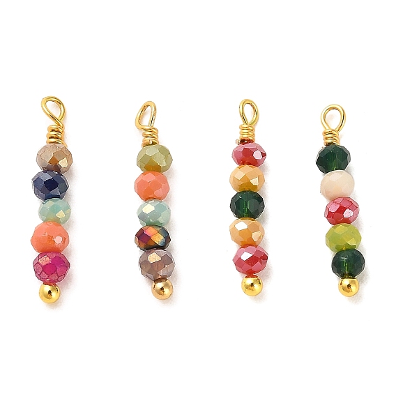 Стеклянные круглые подвески из бисера, с покрытием стойки, петли из латуни с покрытием из настоящего золота 18k