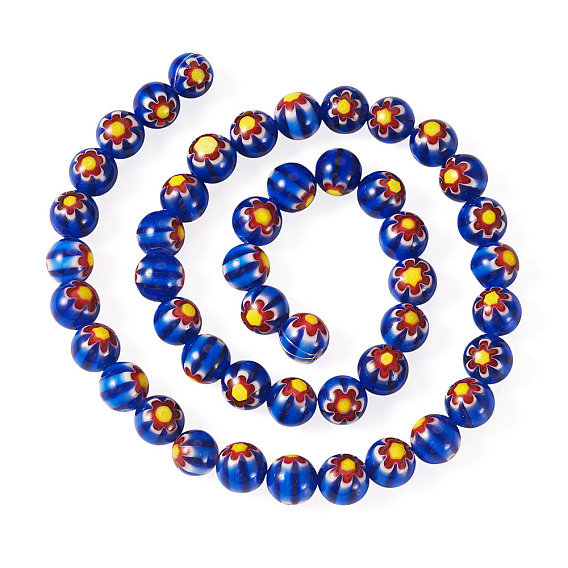 1brins de perles de verre rondes millefiori