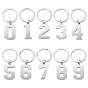 10шт. 10 стилей брелоков из нержавеющей стали, с кольцами, число