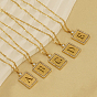 304 ожерелья с подвеской в виде прямоугольника из нержавеющей стали с микропаве из прозрачного кубического циркония и полыми буквами, реальный 18 k позолоченный