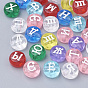 Transparente Acryl Perlen, flache Runde mit russischem Alphabet