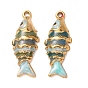 304 Stainless Steel Pendants, with Enamel, Fish Charms, Real 18K Gold Plated, Ion Plating(IP)