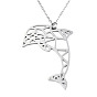 201 Stainless Steel Dolphin Pendant Necklaces, with Cable Chains
