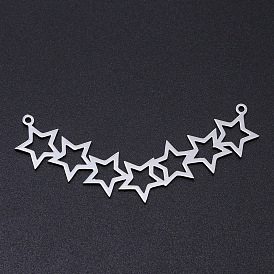 201 Stainless Steel Laser Cut Pendants, Hollow Star