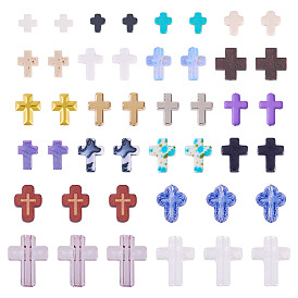 Наборы для самостоятельной сборки крестиков-бусин, включая 100шт. акриловые, пластиковые, деревянные, ракушечные и драгоценные бусины