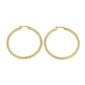 PVD Vacuum Plating 201 Stainless Steel Twist Hoop Earrings for Women, with 304 Stainless Steel Pins, Round Ring