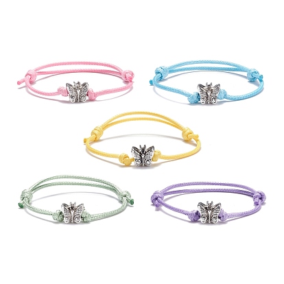Pulsera de cordón con cuentas de mariposa, pulsera de amistad ajustable para mujer