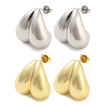 Boucles d'oreilles en forme de coeur en laiton plaqué en rack, plaqué longue durée, sans cadmium et sans plomb
