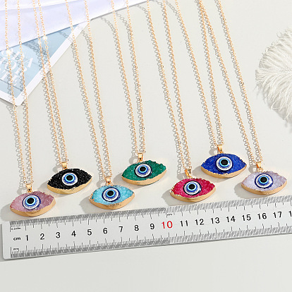 Colorful Evil Eye Necklace with Minimalist Resin Pendant