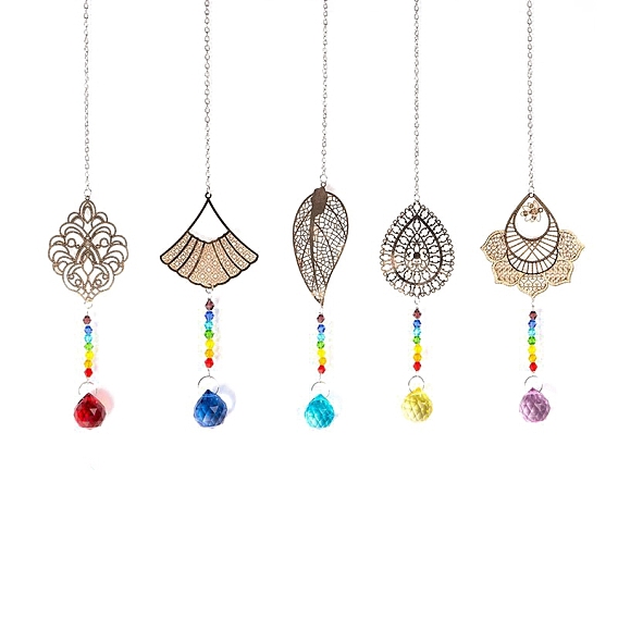 Стеклянный круглый кулон украшение, подвесные ловцы солнца, с металлическим звеном и стеклянной бусиной, для украшения дома