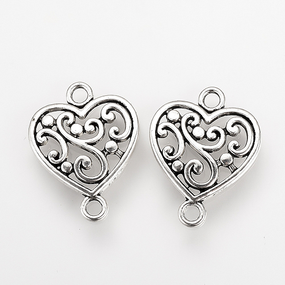 Звенья / разъемы из сплава в тибетском стиле, сердце, без кадмия и без свинца