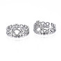 304 Stainless Steel Heart Crown Open Cuff Ring for Women
