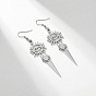 304 Stainless Steel & 201 Stainless Steel Dangle Earrings, Sun with Evil Eye