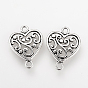 Звенья / разъемы из сплава в тибетском стиле, сердце, без кадмия и без свинца