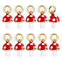 10Pcs Autumn Brass Enamel Red Mushroom Charms