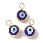 Copper Wire Warpped Handmade Lampwork Pendants, Evil Eye Charms