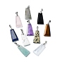 Faceted Mixed Gemstone Pendants, Trapezoid Charms with Platinum Plated Iron Snap on Bails