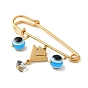 Ion Plating(IP) 304 Stainless Steel Kilt Pin, Enamel & Glass Evil Eye Charm Brooch for Backpack Clothes