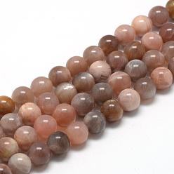 Sunstone naturelle perles brins, ronde