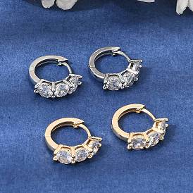 Aretes de aro con pavé de latón y circonitas cúbicas, rondo