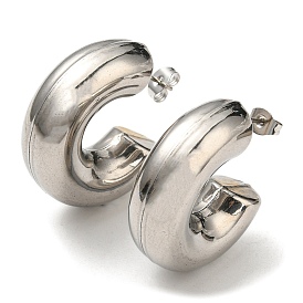 304 Stainless Steel Stud Earrings, Thick Half Hoop Earring, Letter. C