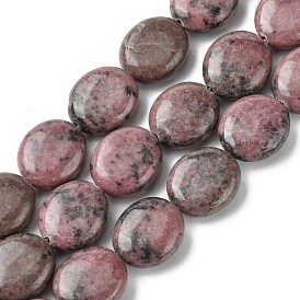 Natural Rhodonite Beads Strands, Flat Oval