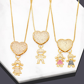 Love Heart Couple Necklace Set with Unique Pendant Design - NKB475