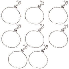 8шт. регулируемые 304 изготовление браслетов из нержавеющей стали, слайдерные браслеты, подходит для соединительных шармов