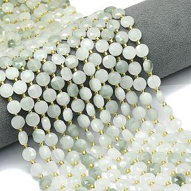 Природного кварца нитей бисера, граненый шестиугольный разрез, плоско-круглые, с бисером