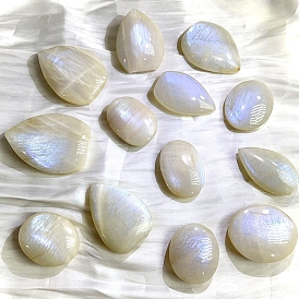 Natural Rainbow Moonstone Healing Stones, Round Stones, Pocket Palm Stones for Reiki Balancing