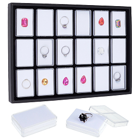 18шт. прямоугольные пластиковые футляры в форме ромба с поролоновой подкладкой внутри и черными лотками из искусственной кожи