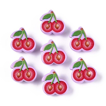 Печатные непрозрачные акриловые бусины, вишня