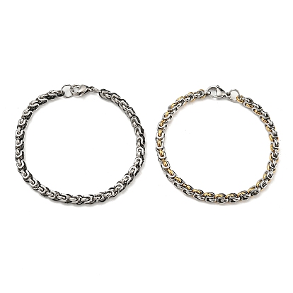 Двухцветный 201 браслет-цепочка в византийском стиле из нержавеющей стали, 304 из нержавеющей стали пряжки