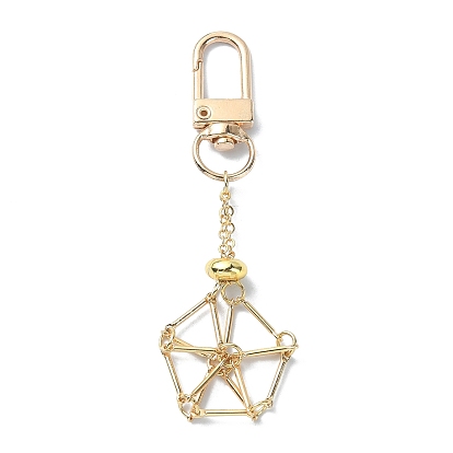 Brass & Stainless Steel Empty Pouch Stone Holder for Keychain, with Alloy Swivel Clasps
