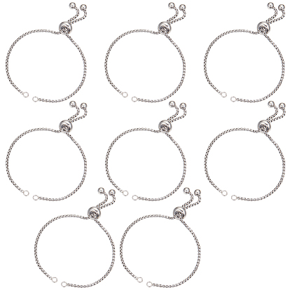 8шт. регулируемые 304 изготовление браслетов из нержавеющей стали, слайдерные браслеты, подходит для соединительных шармов