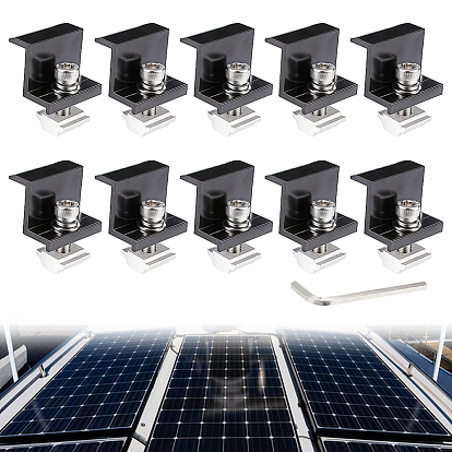 10Pcs Aluminum Alloy Solar Panel End Clamps Brackets for RV Rooftop Caravans
